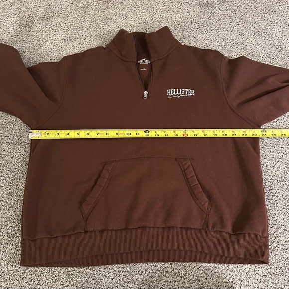 HOLLISTER California M 1/4 Zip Brown Fleece Sweatshirt R $49 - Picture 11 of 11